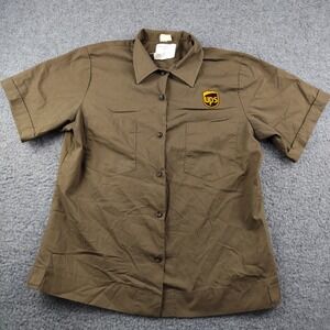 Twinhill Button Up Shirt Sz 8 Womens UPS Delivery Uniform Brown Short Sleeve EUC